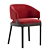 Velvet Custom Dining Chair Oak 3D model small image 2