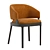 Velvet Custom Dining Chair Oak 3D model small image 3