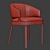 Velvet Custom Dining Chair Oak 3D model small image 5