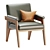 Modern Wood Frame Leather Chair 3D model small image 1