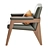 Modern Wood Frame Leather Chair 3D model small image 2