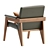 Modern Wood Frame Leather Chair 3D model small image 3