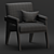 Modern Wood Frame Leather Chair 3D model small image 4