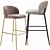 Modern Velvet Bar Stool Set 3D model small image 3