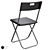 Compact Folding Chair Black Mesh 3D model small image 3