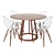 Round Walnut Dining Table Suit 3D model small image 1