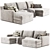 Modern West Elm U-Shaped Sofa 3D model small image 1