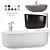 Luxury Bathtubs Set with Faucets 3D model small image 1