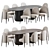 Luxury Velvet Dining Set 11 3D model small image 1