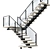 Sleek Metal Wood Glass Stairs 3D model small image 1