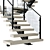 Sleek Metal Wood Glass Stairs 3D model small image 2