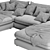 Luxe 5-Piece Slipcover Sectional Sofa 3D model small image 4