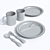 Kids' 3-Color Plastic Tableware Set 3D model small image 4