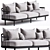 Modern 3-Seater Fabric Sofa Gray 3D model small image 1