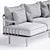 Modern 3-Seater Fabric Sofa Gray 3D model small image 3