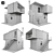 Modern Container Concrete House Model 3D model small image 3