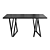 Rectangular Black Dining Table Solid Wood Metal Base 3D model small image 2