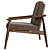 Walnut Wood Adam Armchair Luxe 3D model small image 3