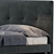 Plush Velvet Fabric Wood Bed 3D model small image 6