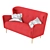 Modern Sofa Wings 3D Model 3D model small image 2