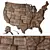 Vintage Wooden USA Wall Map 3D model small image 1