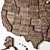 Vintage Wooden USA Wall Map 3D model small image 2