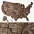 Vintage Wooden USA Wall Map 3D model small image 4