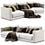 Elegant Blanche Katarina 3-Seater Sofa 3D model small image 1