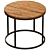 Industrial Round Wood Metal Table 3D model small image 1