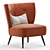 Retro Linen Accent Chair 3D model small image 3