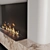 Contemporary Fireplace Wall with Marble 3D model small image 2