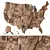  Wooden USA Wall Map Set 3D model small image 1