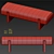  White Boucle Upholstered Bench 3D model small image 4