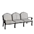 White & Black Classic Triple Sofa 3D model small image 7