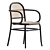 Stylish Rattan Oak Dining Chair 3D model small image 1