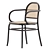 Stylish Rattan Oak Dining Chair 3D model small image 3