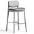 Sleek Leather Oak Bar Stool 3D model small image 4