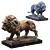 Regal Lion Statues 3D model small image 1