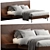 Modern Walnut Queen Bed Set 3D model small image 8