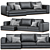 Modern Upholstered 3-Seater Sofa 3D model small image 1