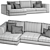 Modern Upholstered 3-Seater Sofa 3D model small image 3