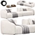 Plush 3-Seater Sofa with Ottoman 3D model small image 1