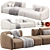 Plush 3-Seater Sofa with Ottoman 3D model small image 2