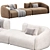 Plush 3-Seater Sofa with Ottoman 3D model small image 3