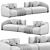 Plush 3-Seater Sofa with Ottoman 3D model small image 4