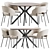 Modern Velvet Upholstered Dining Set 3D model small image 1