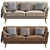 Modern Mustard 3-Seater Sofa 3D model small image 2