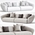 Italian Curved Sofa Set 3D model small image 2