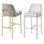 Velvet Upholstered Metal Barstool Set 3D model small image 5