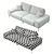 Modern Graphite Textile Ron Sofa 3D model small image 3